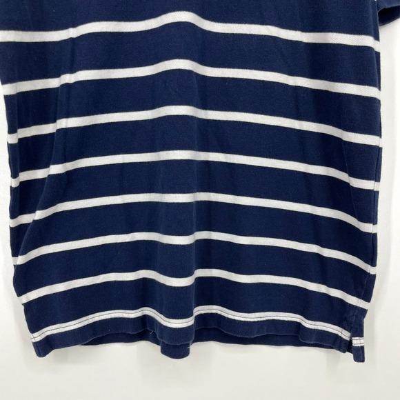 Banana Republic Polo Shirt Men's M Blue Striped Embroidered Logo Collared Cotton - Picture 3 of 11